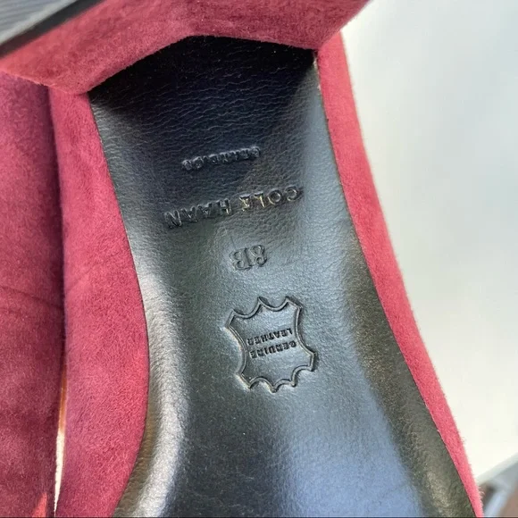 Cole Haan Eliree Pump 55mm Block Heel Burgundy Wine Suede Leather Sole Size 8 - Picture 9 of 15